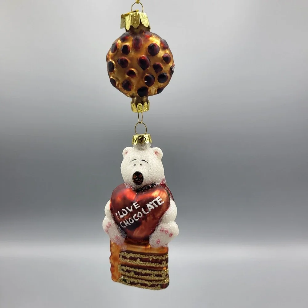 Margaret Cobane Blown Glass Ornament Polar Bear I Love Chocolate Cookie Cake
